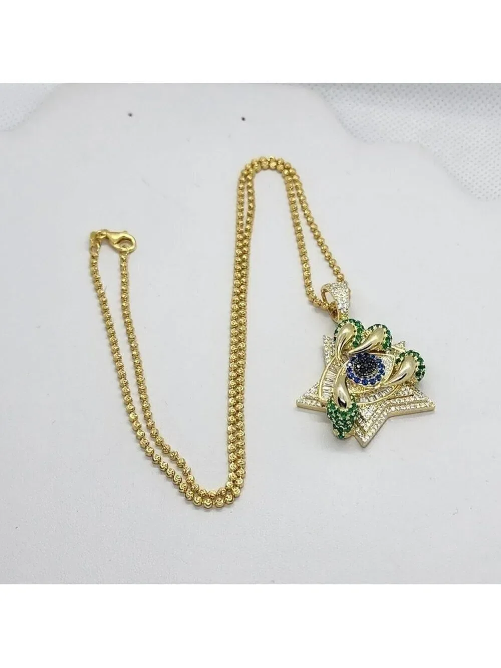 Brand Sterling Silver 925 Star Evil Eye Claw Necklace
